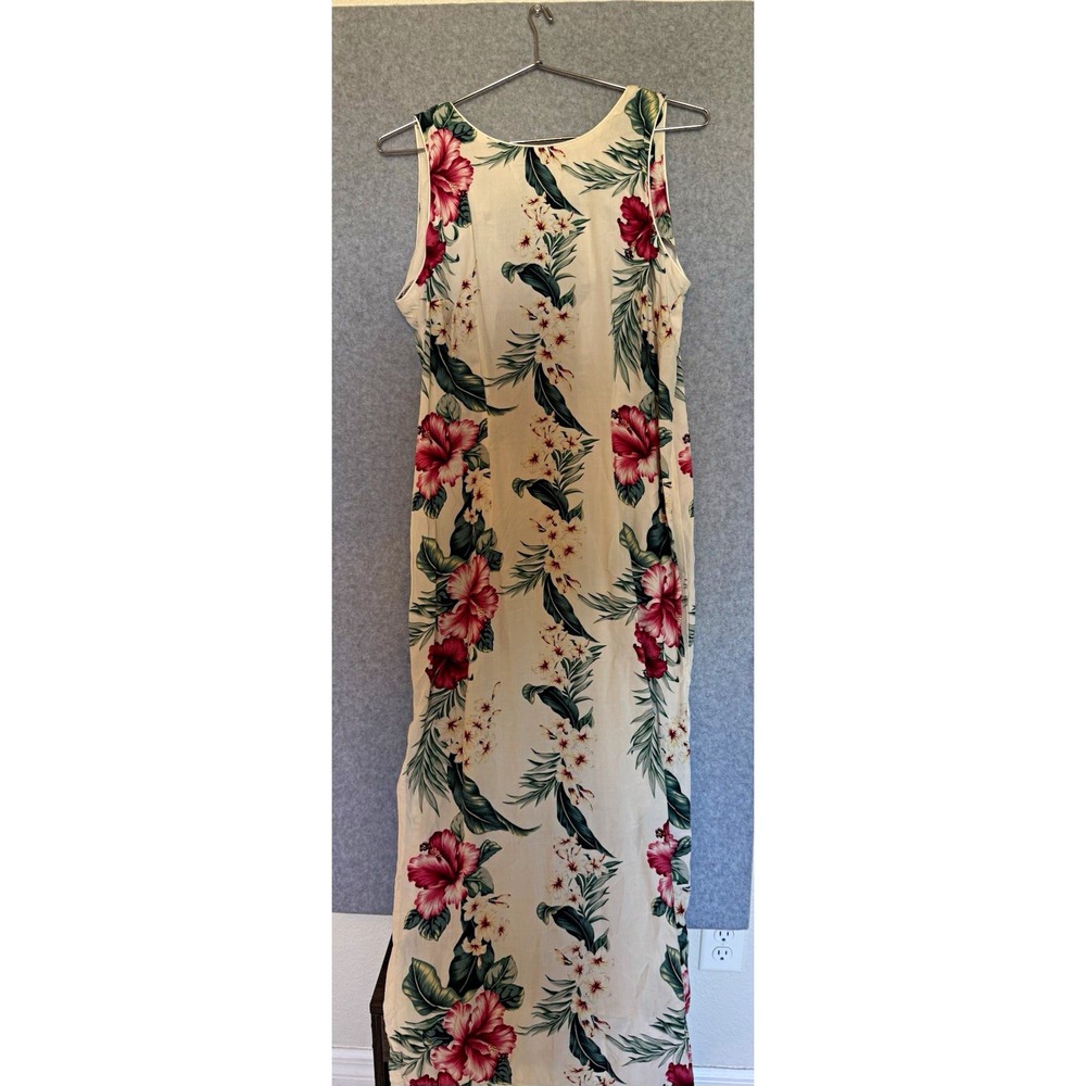 Vintage lolani Floral made in Hawaii Long Sleeveless Scoop Neck dress M